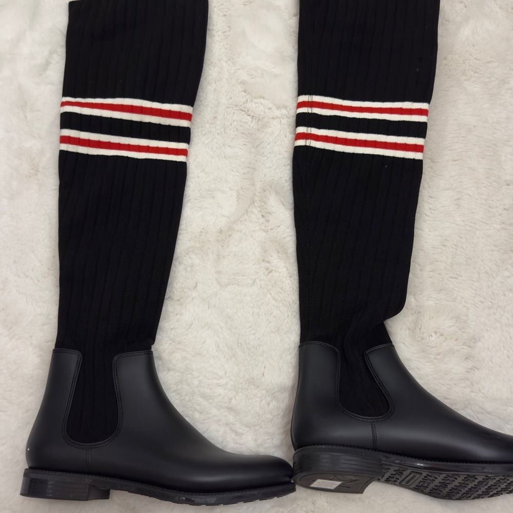 Givenchy Black Knee-High Boots with Striped Detail